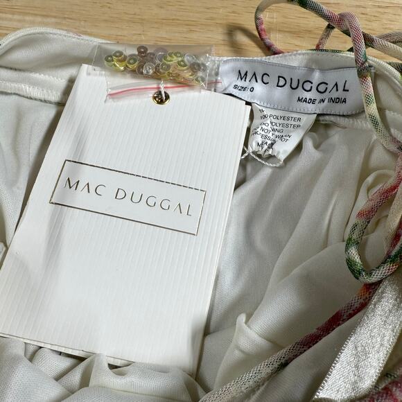 Mac Duggal NWT Sequined Floral Print Cut Out Lace Up Gown Size 0 Plunge Neck - Picture 7 of 11